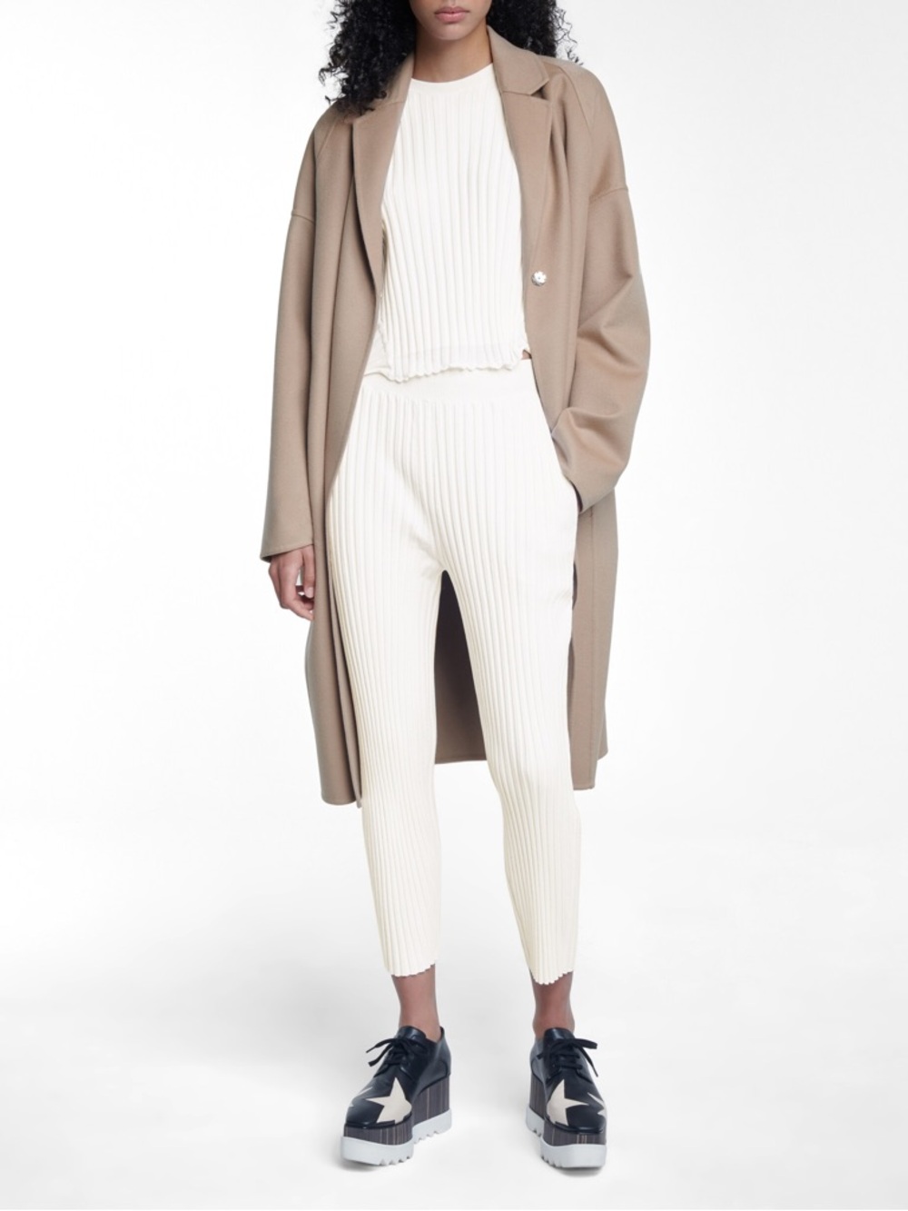 Stella McCartney Cream Ribbed Knit Leggings